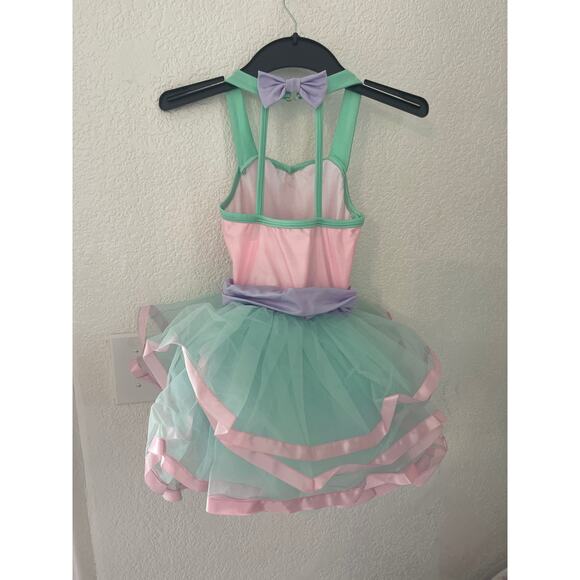 Youth custom-made dance costume tulle  skirt sequin bodice - Picture 4 of 6